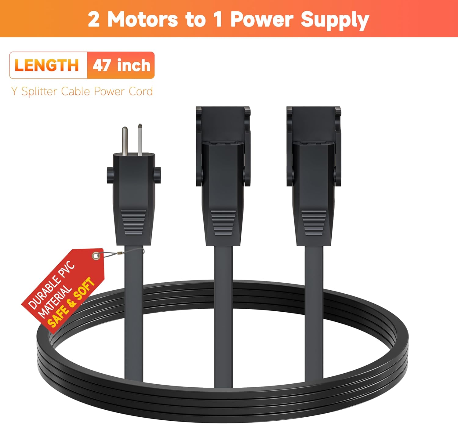 Okin Y Splitter Cable coiled, showing connections for two motors to one power supply