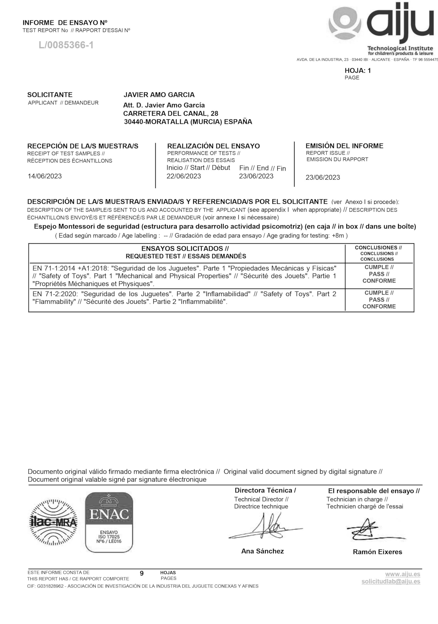 Espejo Montessori de Seguridad con Barra Ajustable acabado blanco – Certificado CE – Bebés +8 meses – Madera ecológica-muebles montessori - espejo irrompible bebe - Desarrollo motor