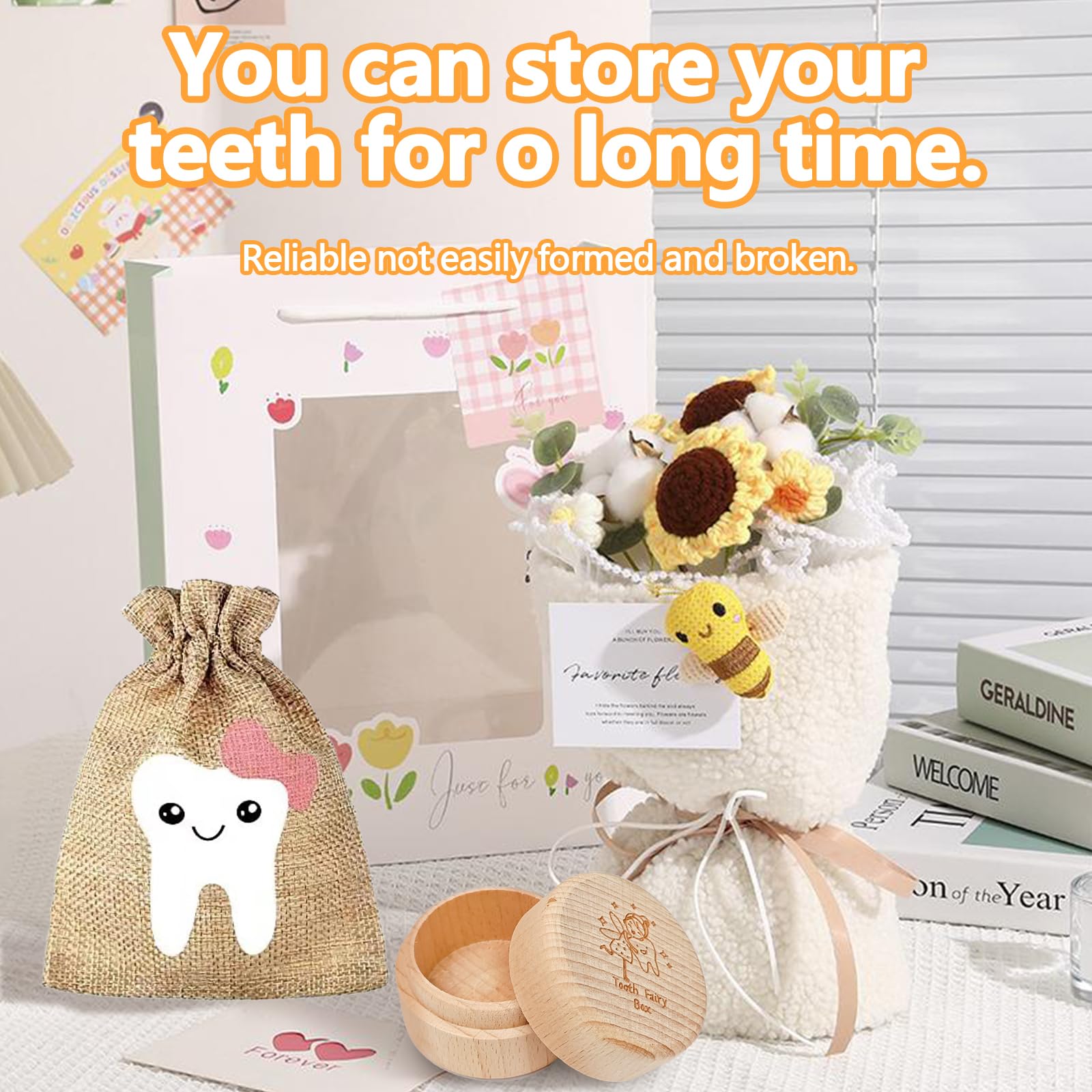 BuyWeek Wooden Tooth Fairy Box Dropped Tooth Keepsake Storage Box For Boys And Girls Cute Lost Tooth Holder Toddler Teeth Case