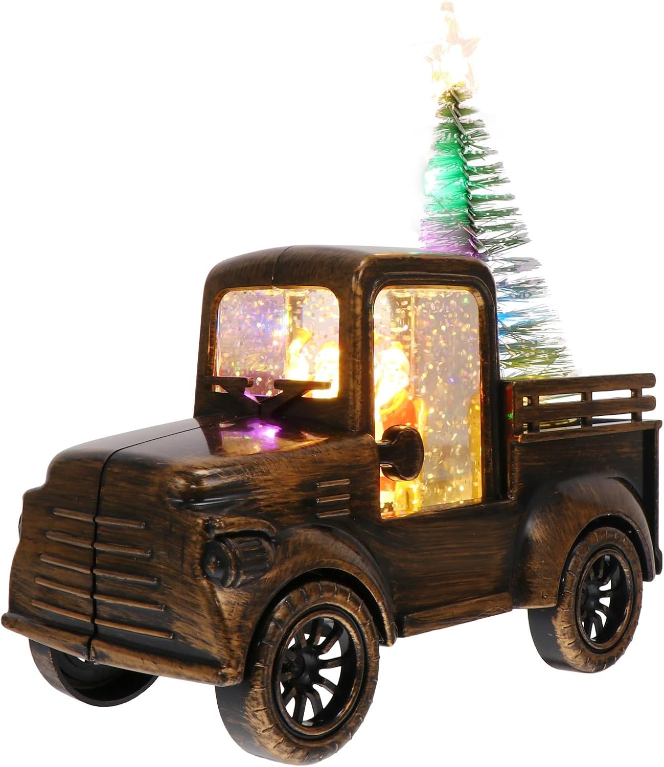 UPKOCH 2pcs Luminous Santa Claus and Christmas Tree Resin Ornaments Decorative Holiday Figurines for Home and Living Room Xmas Tree Ornament Set