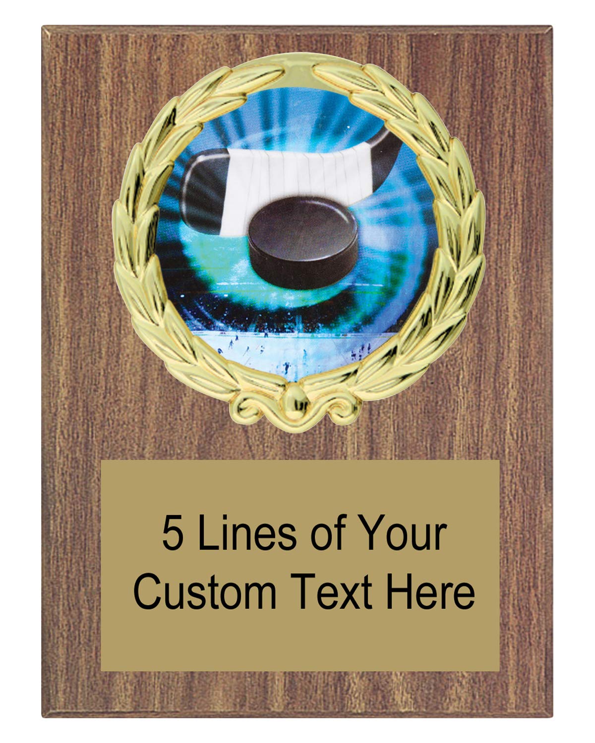 Express Medals 5x7 Walnut Color Hockey Plaque Award Trophy with Engraved Plate MY4