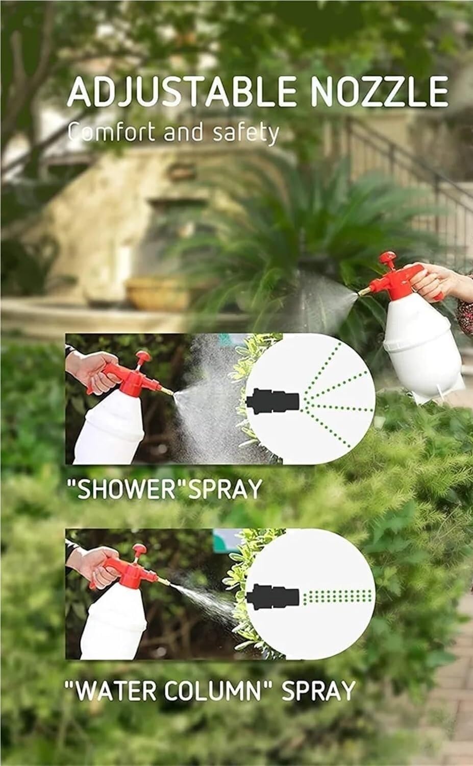 Pusta butelka ze spryskiwaczem, 2-częściowy ręczny spryskiwacz do wody z pompką powietrza, ogrodowym, konewka czyszczenia samochodu(2pcs 0.8l White)