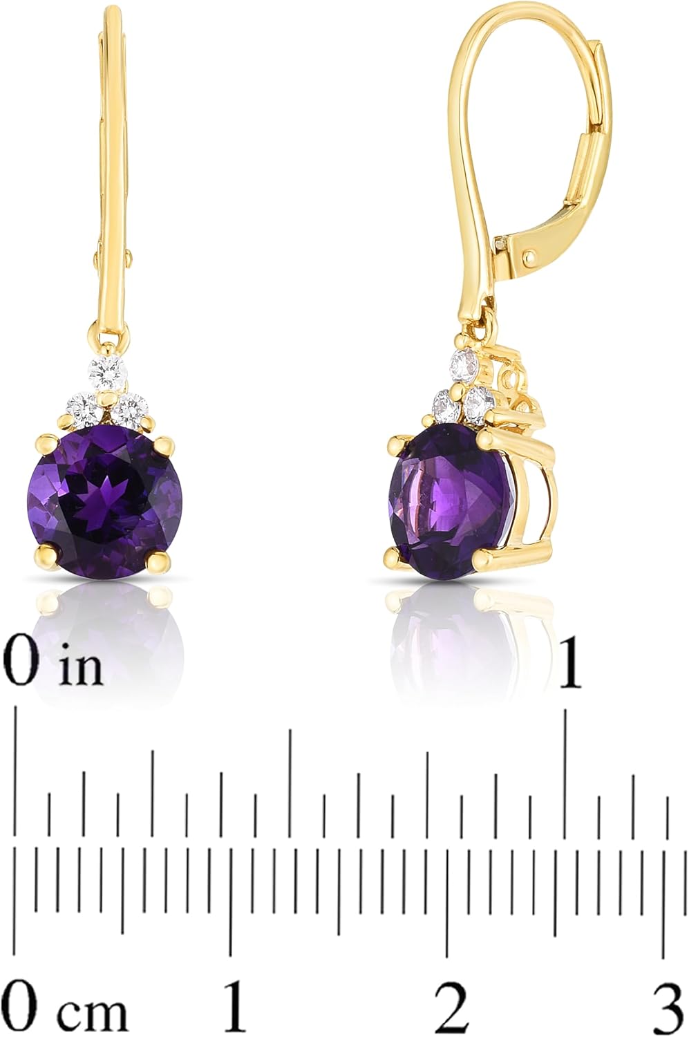 14K Gold Genuine Gemstone Diamonds Dangle Earrings - Image 2