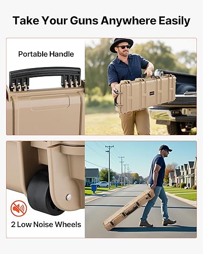 Miniatura 34 de VEVOR Rifle Case, Rifle Hard Case with 4 Layers Fully-protective Foams, Lockable Hard Gun Case with Wheels, IP67 Waterproof & Crushproof, for Rifles