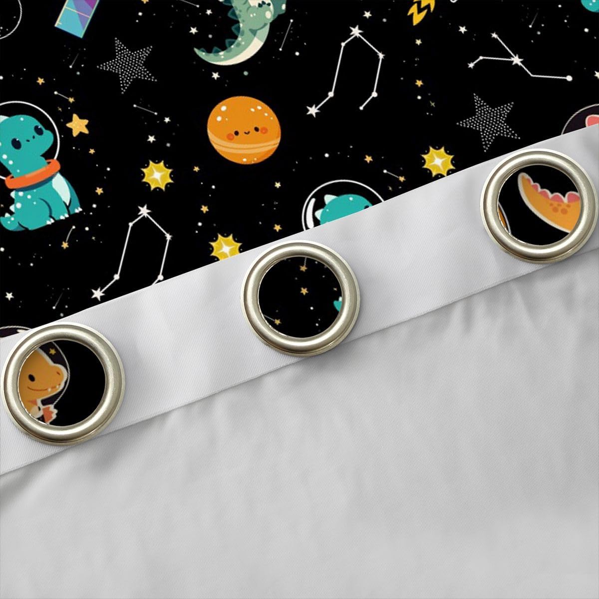 Castle Fairy Cartoon Dinosaur Blackout Curtains for Kids Bedroom Colorful Star Planet Window Drapes Starry Galaxy Universe Window Treatment Kawaii Animal Windows Curtains 2 Panel Sets 42" Wx63 L