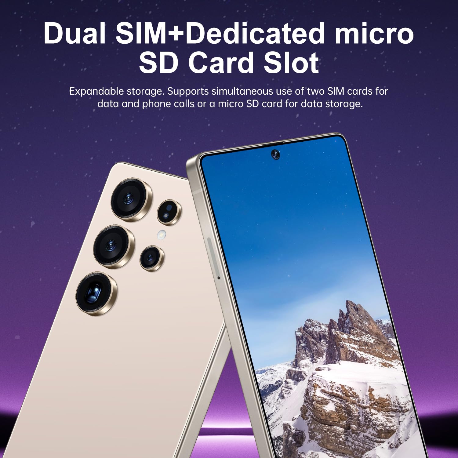ULUCAN Telefono cellulare S26 Ultra con penna integrata a basso prezzo, schermo HD originale da 7,3 pollici con foro, versione globale 5G, telefono intelligente, sblocco tramite impronta,Gray-7.3IN