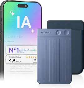 Gravador de voz com IA, gravador de áudio Plaud Note c/capa, controle de aplicativo, transcrição e resumo com tecnologia de IA, suporte a 112 idiomas, 64GB, para aulas, reuniões, chamadas