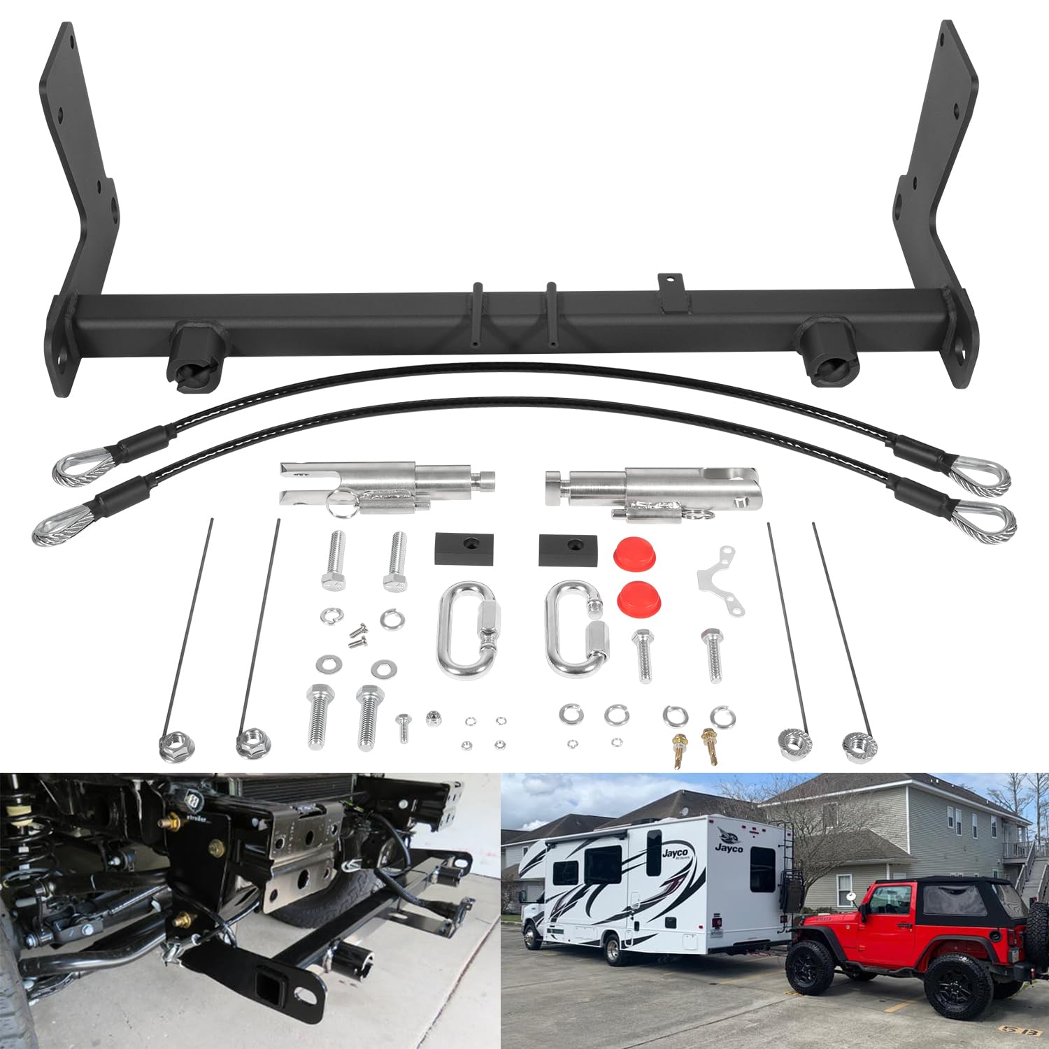 Bonbo BX1139 Tow Bar Base Plate Bracket Fits for 2018-2024 Jeep Wrangler JL JLU Sports Sahara Freedom Rubicon Unlimited All Models Includes Acc, 4XE, 392 with Standard Bumper