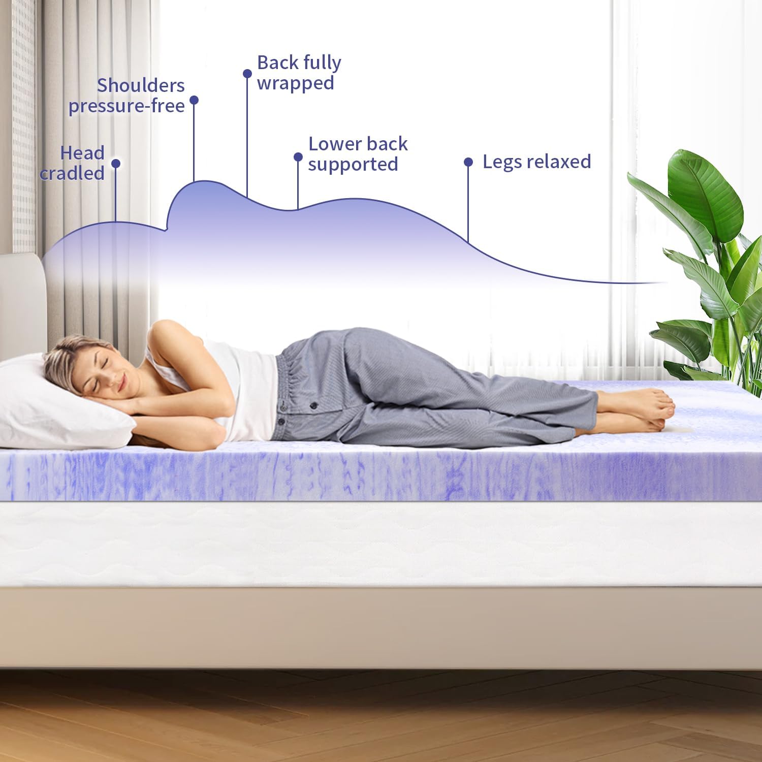 ELEMUSE 3 Inch Memory Foam Mattress Topper Twin,Cooling Gel Infused Swirl Foam Pad for Pressure Relief Back Pain,Bed Topper for Body Support, CertiPUR-US Certified