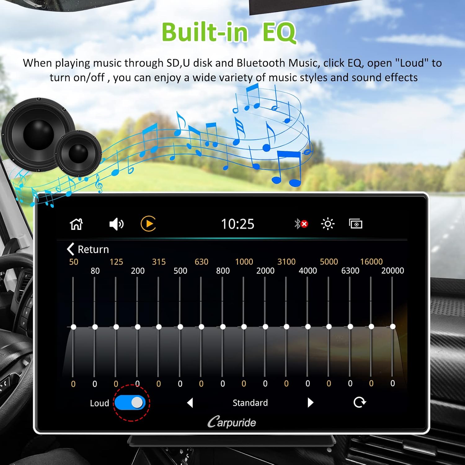 Carpuride 2023 Newest Upgrade 9 Inch Touch Screen Portable Wireless Apple Carplay Android Auto Car Radio Receiver with Mirror Link/GPS/Siri/Google/FM,Dashboard Console Mounted