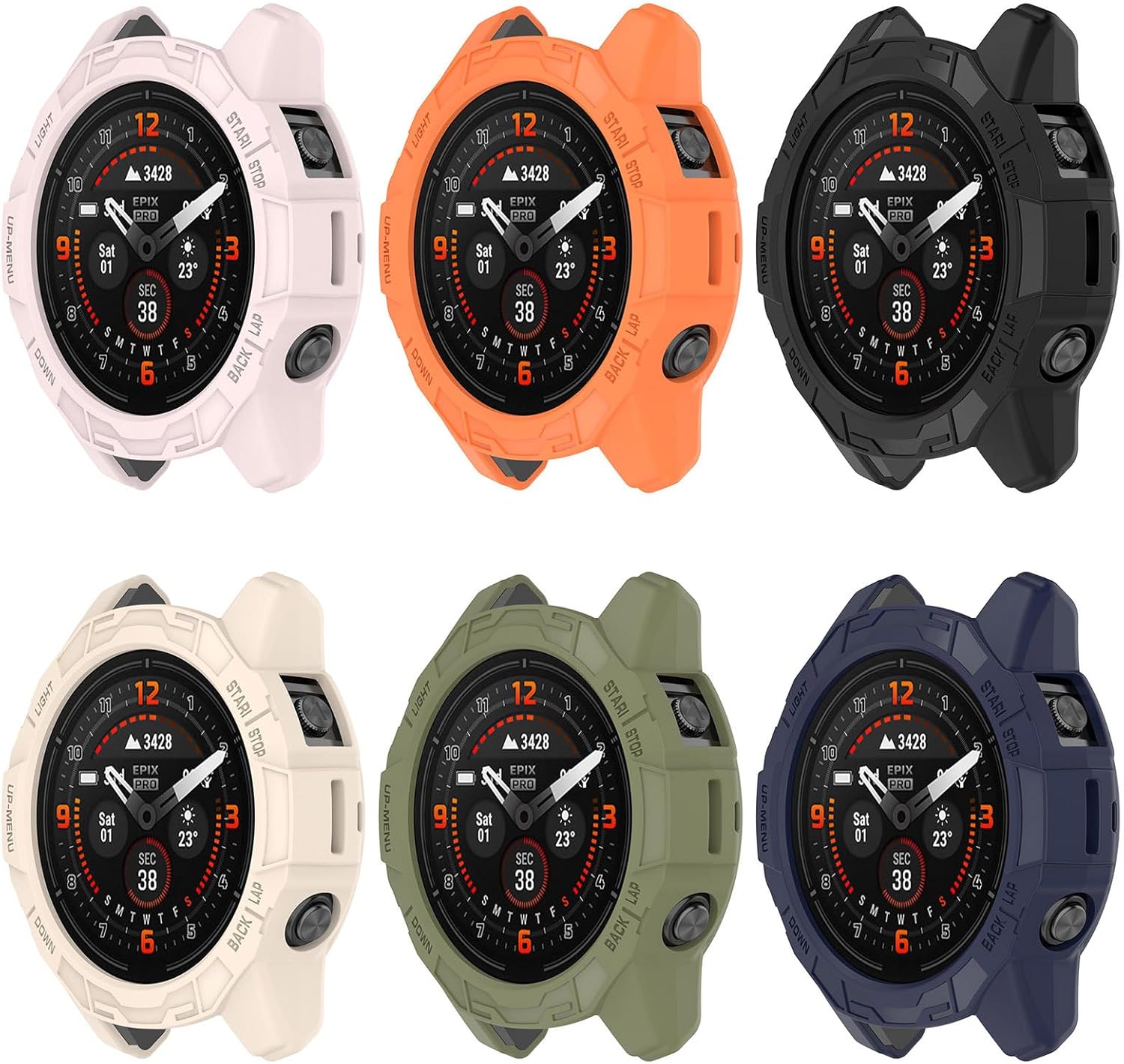 8 Pack Case Compatible for Garmin Fenix 8 AMOLED, Scratch-Resistance TPU Military Protection Rugged Cover Bumper for Garmin Fenix 8 47mm AMOLED Smartwatch Accessories