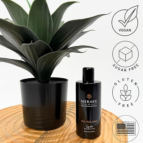 Miniatura 4 de Merakk Enjuague bucal blanqueador de aceite de coco para dientes y encías, formulado por médicos, aceite ayurvédico natural, clavo y aceite de