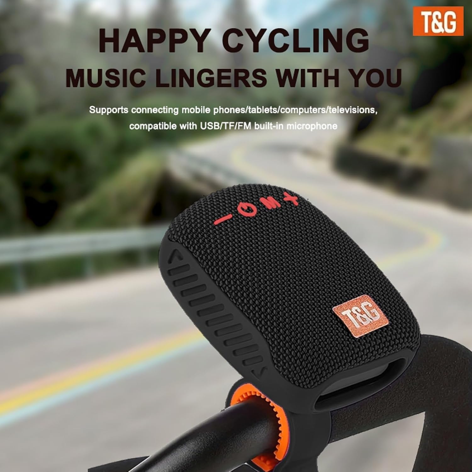 T&G Portable Bluetooth Bike Speaker, Waterproof Wireless Mini Speaker with Bike Mount, 12H Playtime, Built-in Mic, Shockproof, for Cyclists, Hiking, Travel - Image 8