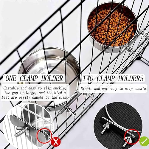 3 Pcs Stainless Steel Bird Food Water Bowls, Parrot Feeding Dish Cups with Clamp Holder Bird Ball Toys for Chinchilla, Cockatiel, Conure, Budgies, Parakeet, Lovebirds, Small Animals (Small)(Small+Medium)