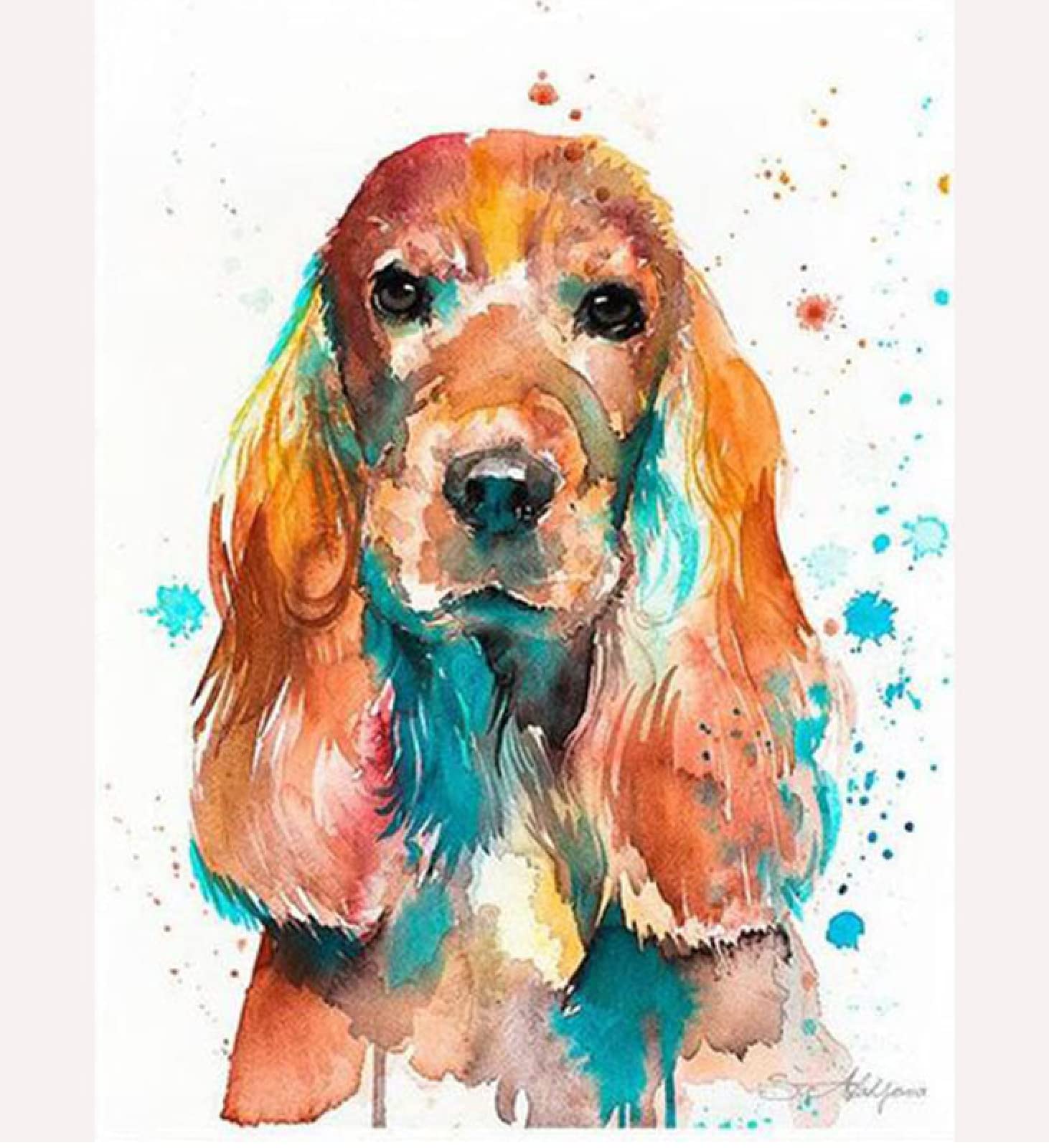 SCDSM Cross Stitch Kit, Cocker Spaniel, 16x20 Inch, 11CT Count, Pre Printed, Adults, Unisex, Non-Foldable