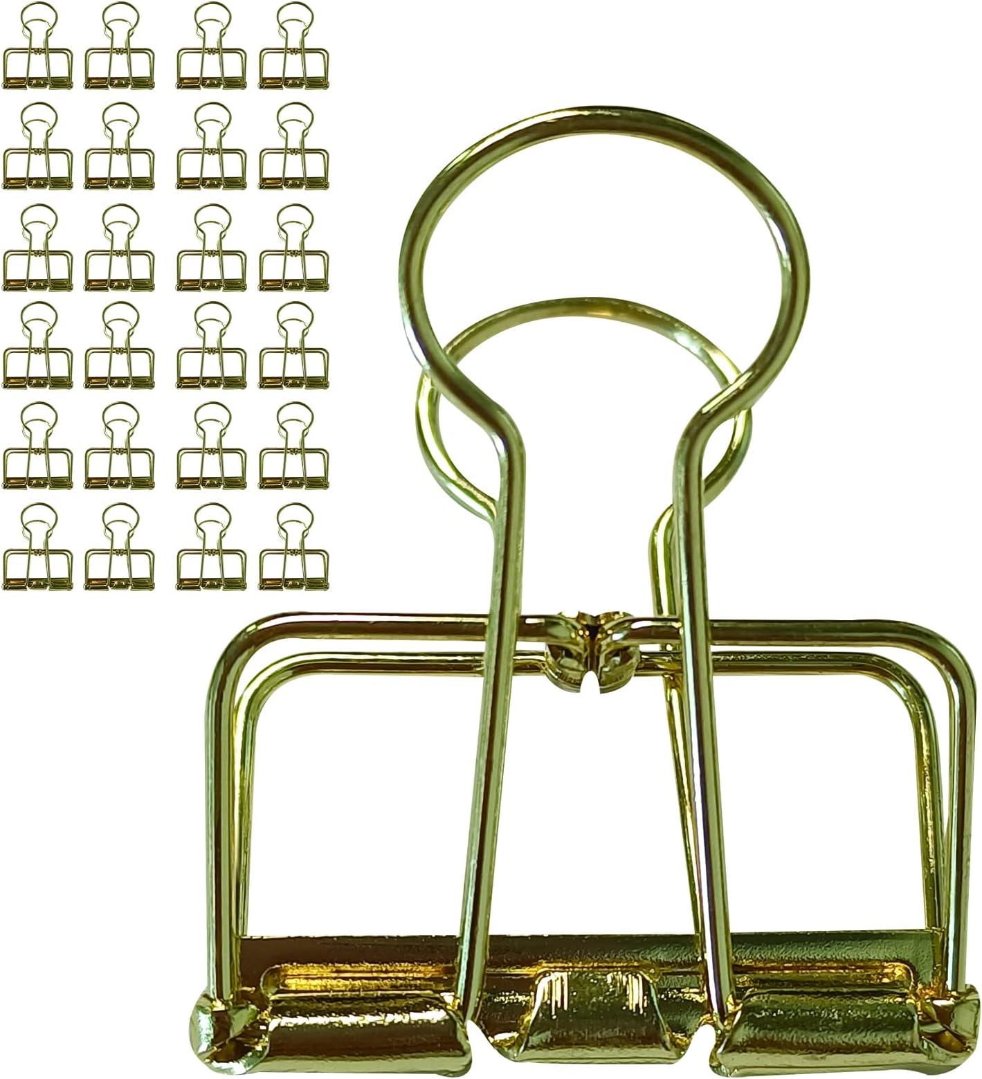 Medium Binder Clips 1.25 Inch Hollow Out Gold 20 PCS, Binder Clips 32mm 1.25 Inch for Teacher School Office and Business