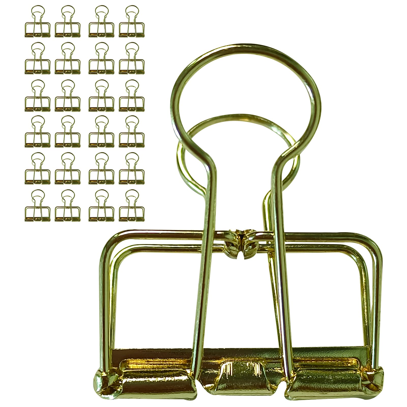 Medium Binder Clips 1.25 Inch Hollow Out Gold 20 PCS, Binder Clips 32mm 1.25 Inch for Teacher School Office and Business