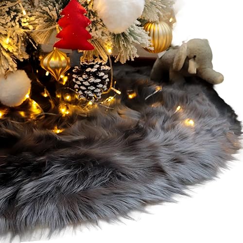 Woolous Christmas Tree Skirt 36 Inch – Faux Fur Tree Skirt with Plush Velvet Bas