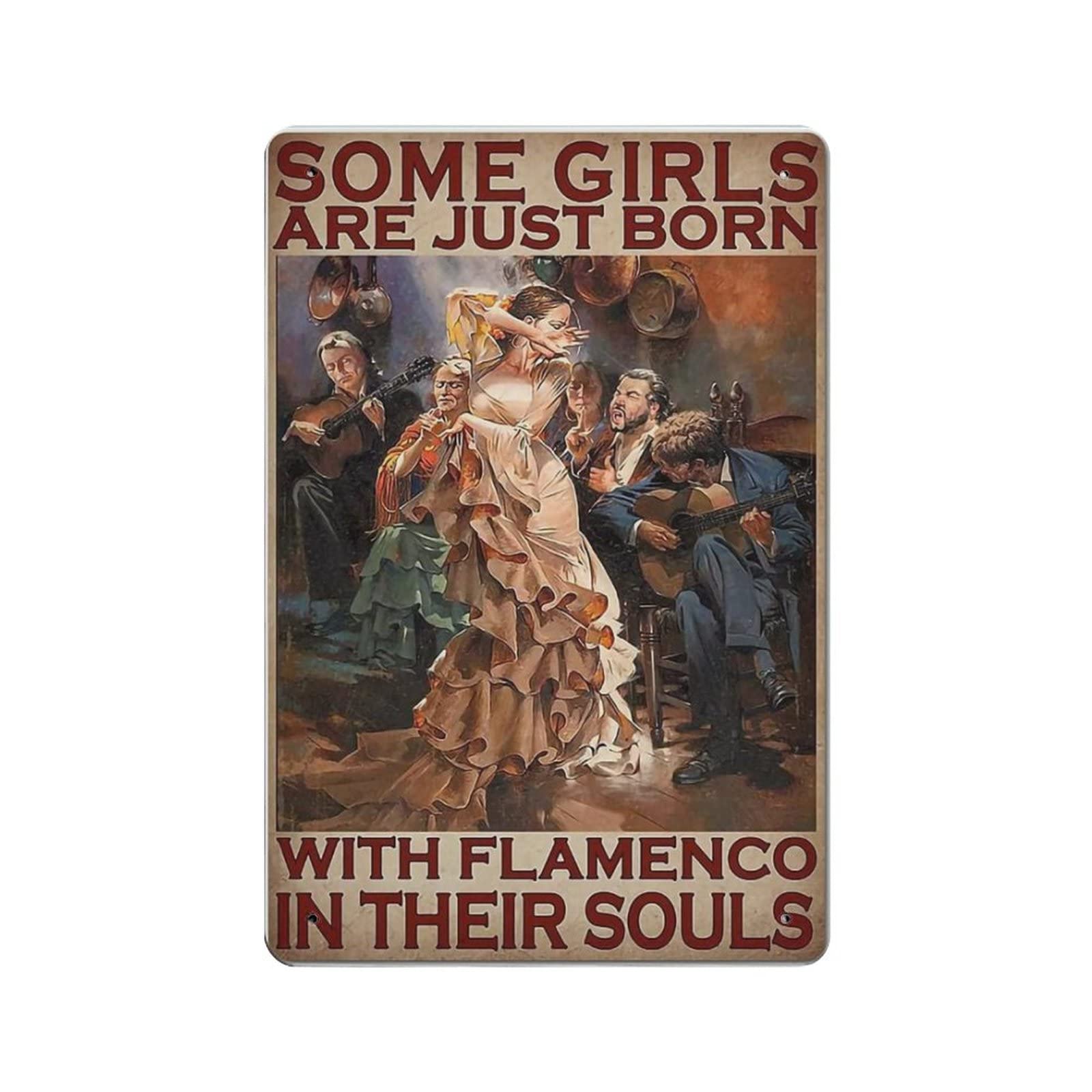 AOOEDM With Flamenco In Their Souls Metal Signs for Garage Man Cave Bar Kitchen Coffee Tin Sign Nostalgic Wall Decor Signs Vintage Retro Poster