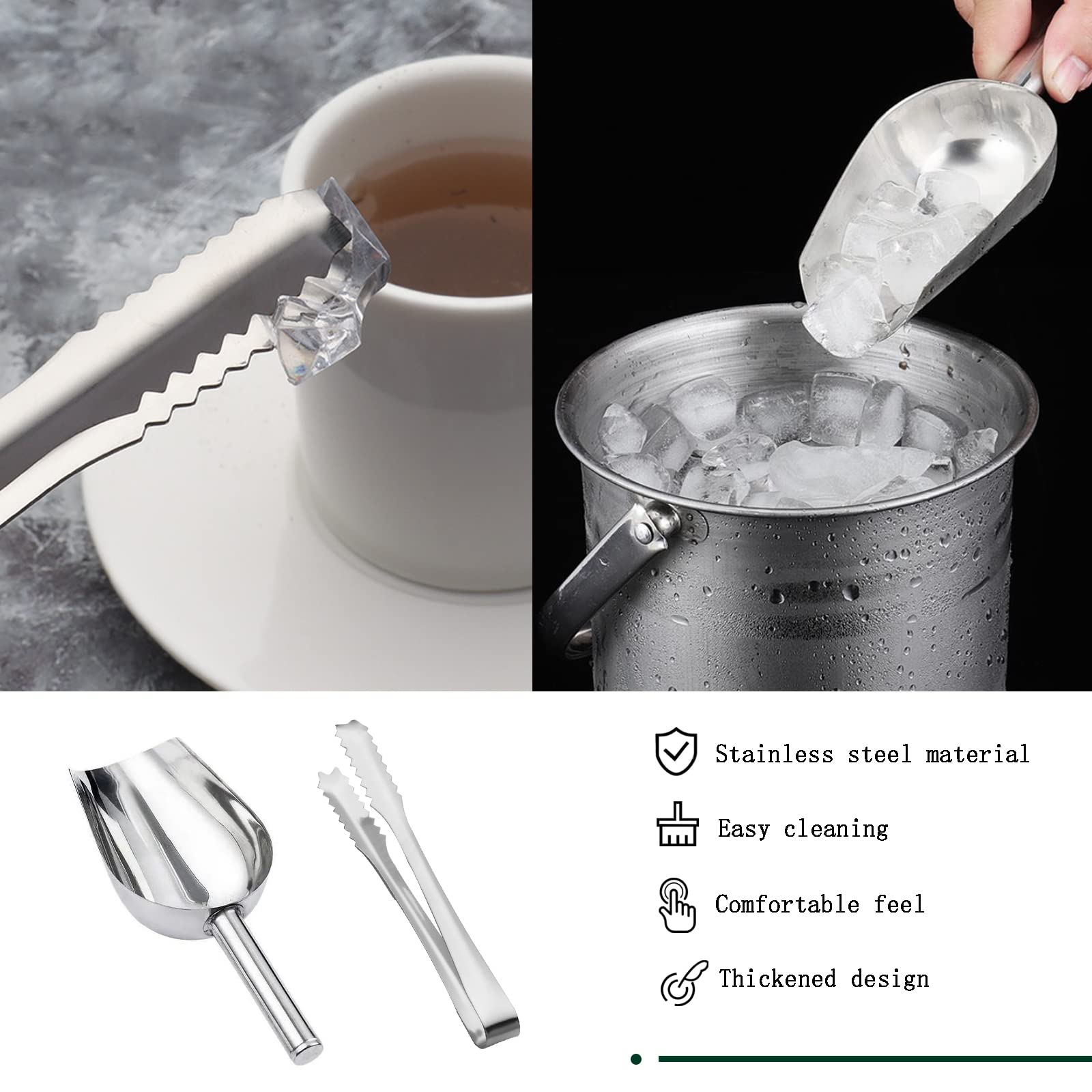 Ijsschep, 140 ml zoete tang, roestvrijstalen schepjes voor voedsel, ijsschep, multifunctioneel voor bar, feest, bruiloft, keuken, set van 5