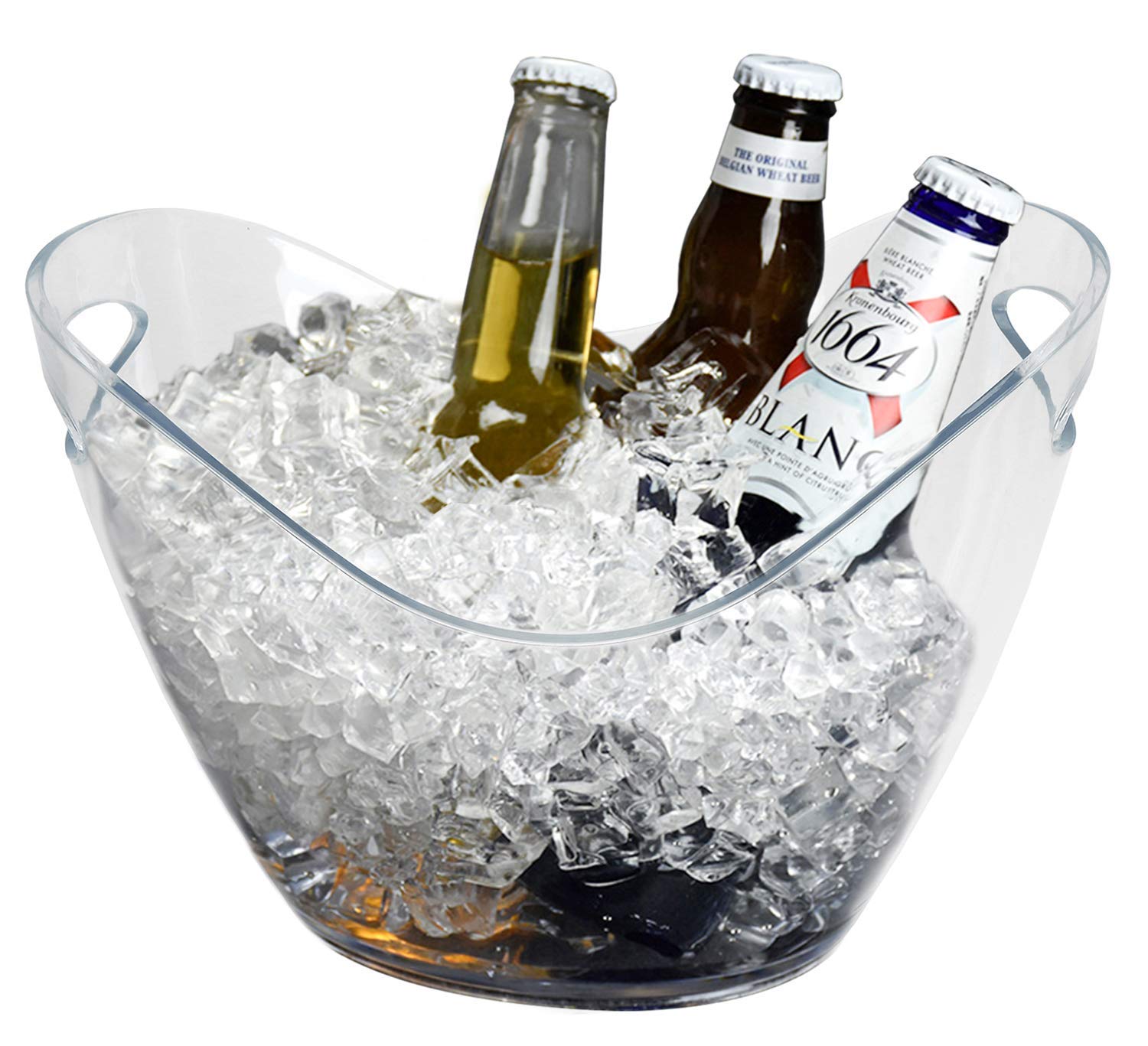 Sunomy Large Ice Bucket Clear Plastic 8 Liter - Good for Party Cocktail Bar Freezer - Perfect for Wine, Champagne or Beer Bottles