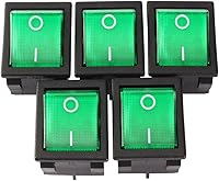 Vista 7 de uxcell 5 unids AC 20A/125V 22A/250V DPST 4 Pin 2 Posición E/S luz verde encendido botón apagado iluminado barco interruptor basculante