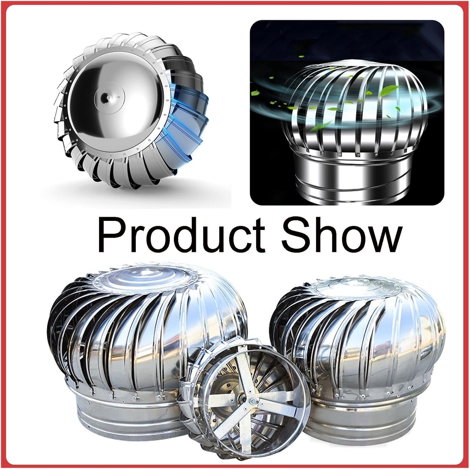 Internally Braced, Wind Turbines Whirlybird Turbines, Cap Vent Round, Can Be Used for Office Space, Public Environment Ventilation and Air Exchange, Smooth Surface