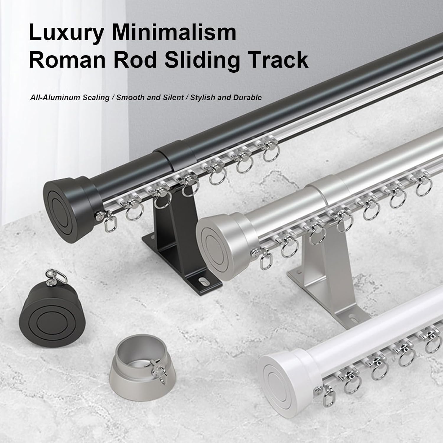 Curtain Rods For Windows,3.2-19.6ft (100-600cm) Heavy Duty Aluminum Curtain Track With Brackets,Decorative Drapery Rods Set For Room Divider,Living Room,Bedroom,Office,Easy Install(Gray,4M/13FT)