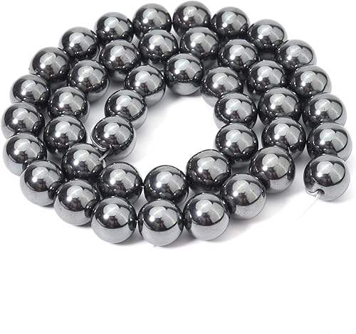 Miniatura 6 de 45 cuentas de hematita negra natural de 0.315 pulgadas (0.315 in) con cristal curativo energético, cuentas redondas de piedra sueltas para