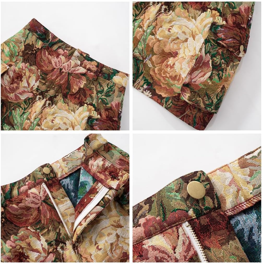 Women Mini Skirt Floral Cargo Skirt High Waist Skirt Summer Skirt