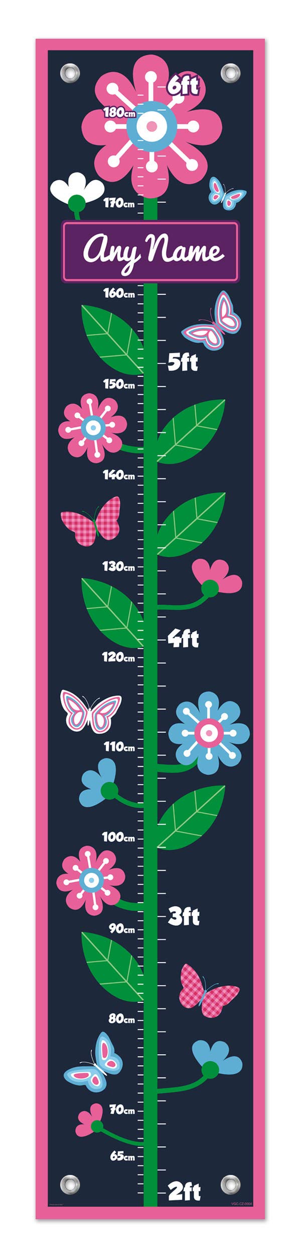 Pink Kid Room Decor Custom Name Flower Growth Chart for Kids Measurement Personalized Growth Chart