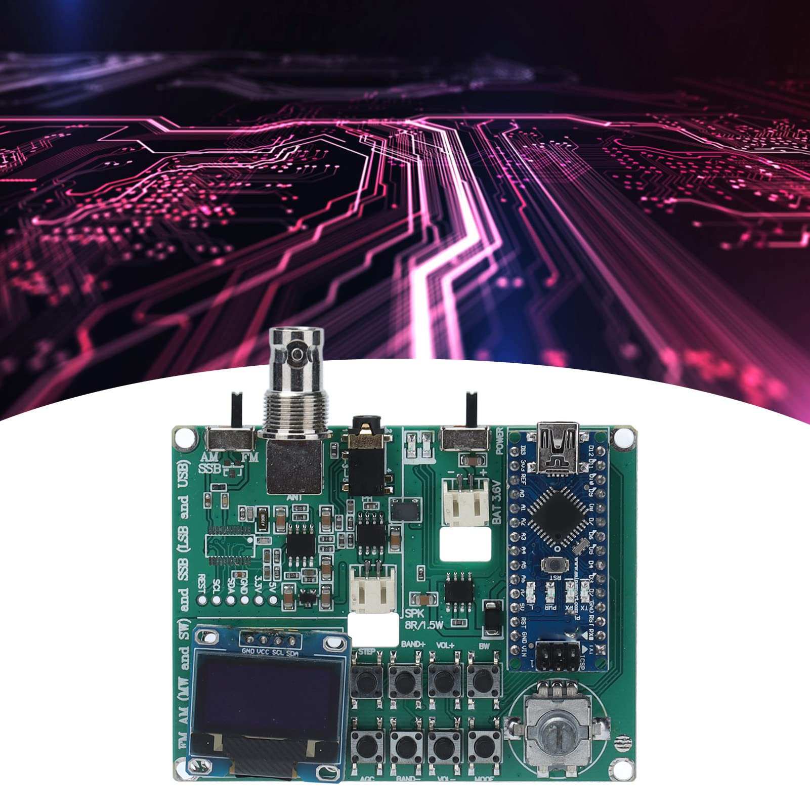 SI4732 Modulo ricevitore audio radio Scheda FM AM SW SSB fai da te con interfaccia antenna BNC di ricarica USB per appassionati di radioamatori e hobbisti di elettronica