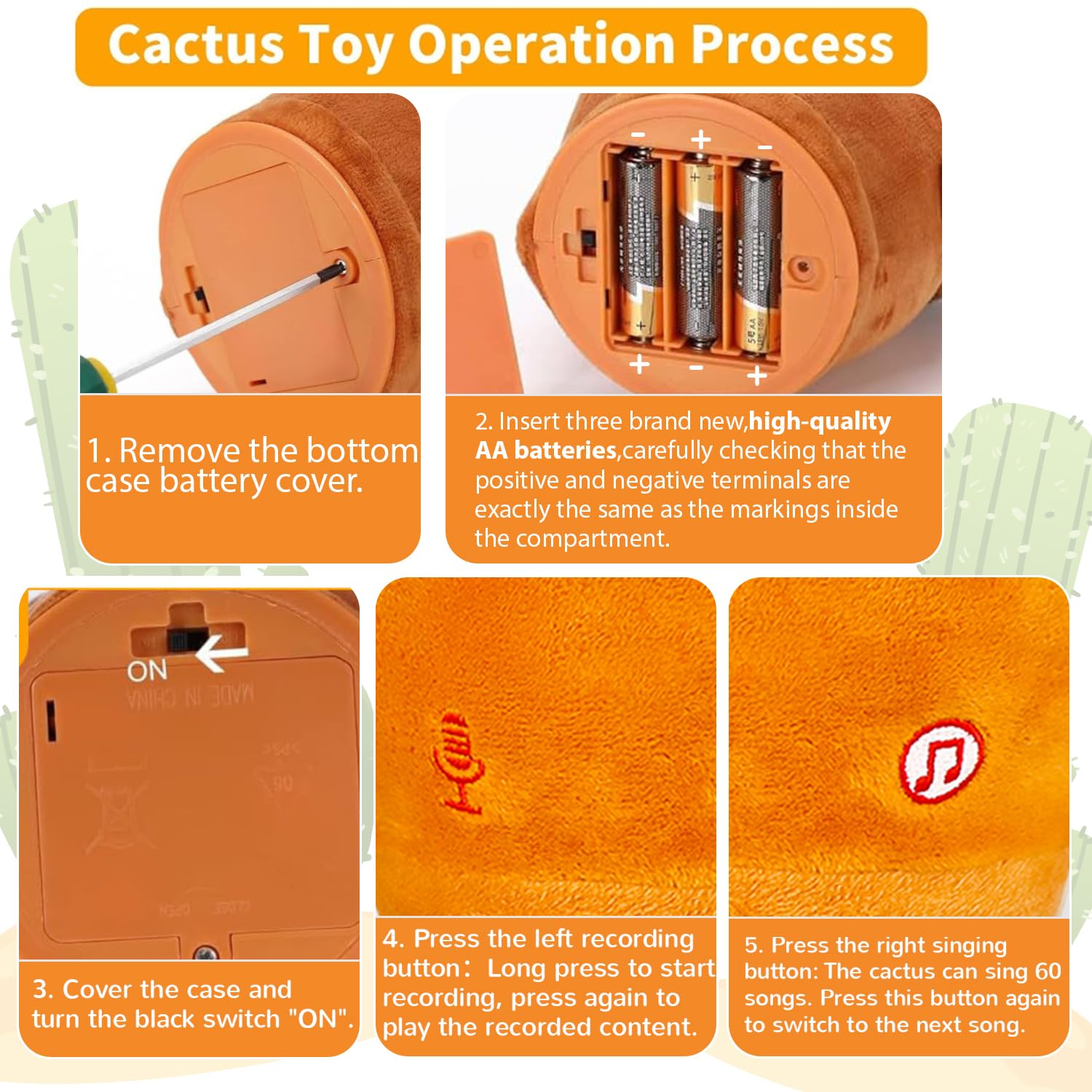 Juguete de Cactus Parlante que Baila, Juguete de Cactus que Canta y Graba Imitando para Bebé, Repite lo que Dices, Juguetes Musicales Interactivos para Bebés y Niños Pequeños de 1 Año, Niños y Niñas