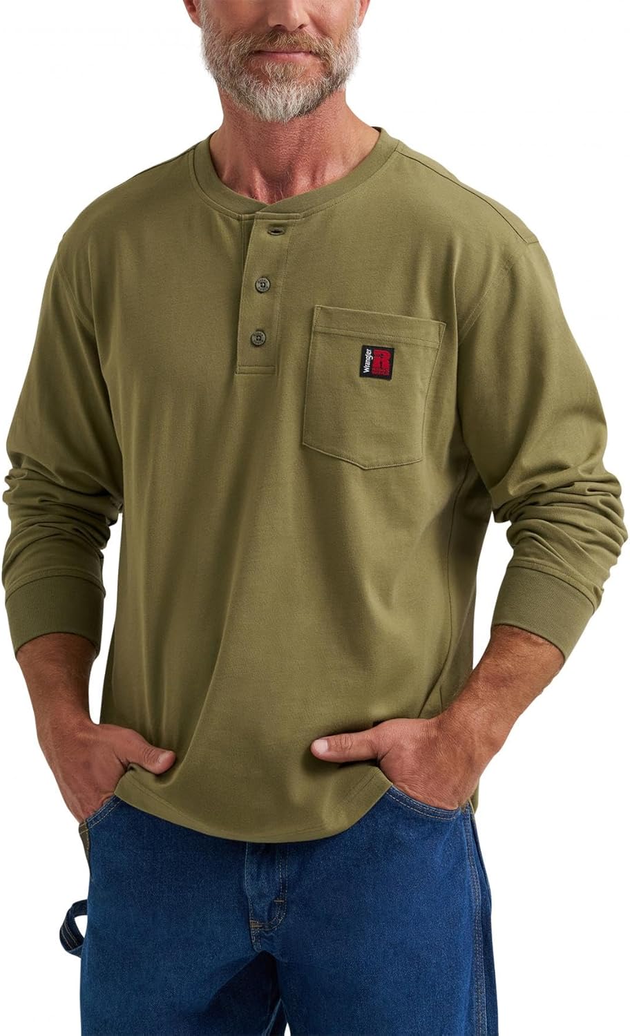 Wrangler Mens Long Sleeve Henley Tee