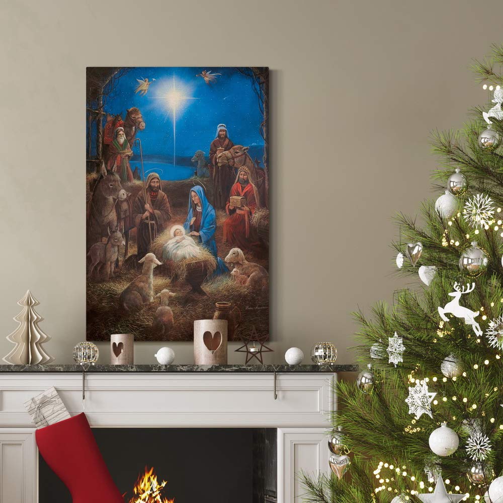 Wood Nativity Manger Scene Ornament - Christmas Decor For Home, Office, Farmhouse, Brown, 9.84" X 4.33" X 9.84"