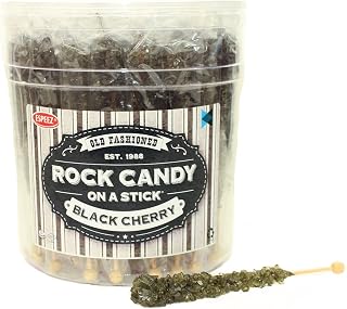 Extra Large Rock Candy Sticks:Â 36 Black CherryÂ LollipopÂ -Â IndividuallyÂ WrappedÂ Black Crystal Rock Candy Sticks - Espeez Candy for Candy Buffet, Birthdays, Weddings, Receptions, Bridal and Baby Shower