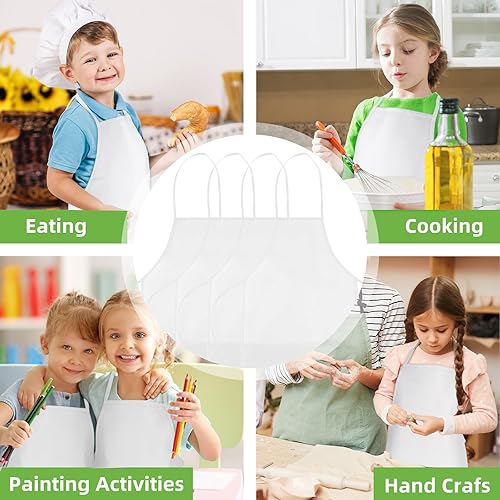 Miniatura 7 de CHRORINE Paquete de 61224 delantales de pintura para niños, delantales artísticos para niños, delantal de pintura para pintura, cocina, actividades