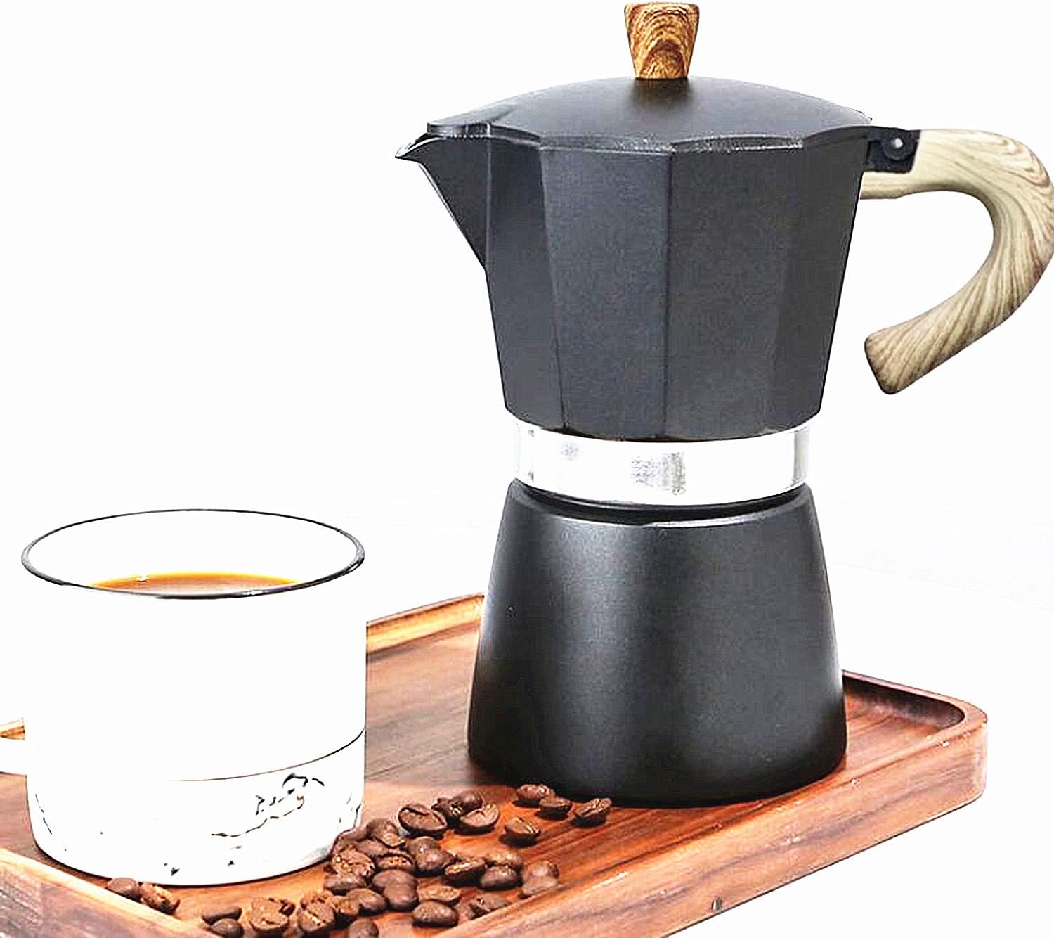 6 Cups (300ml) Moka Pot Stovetop Italian Espresso Maker Aluminium
