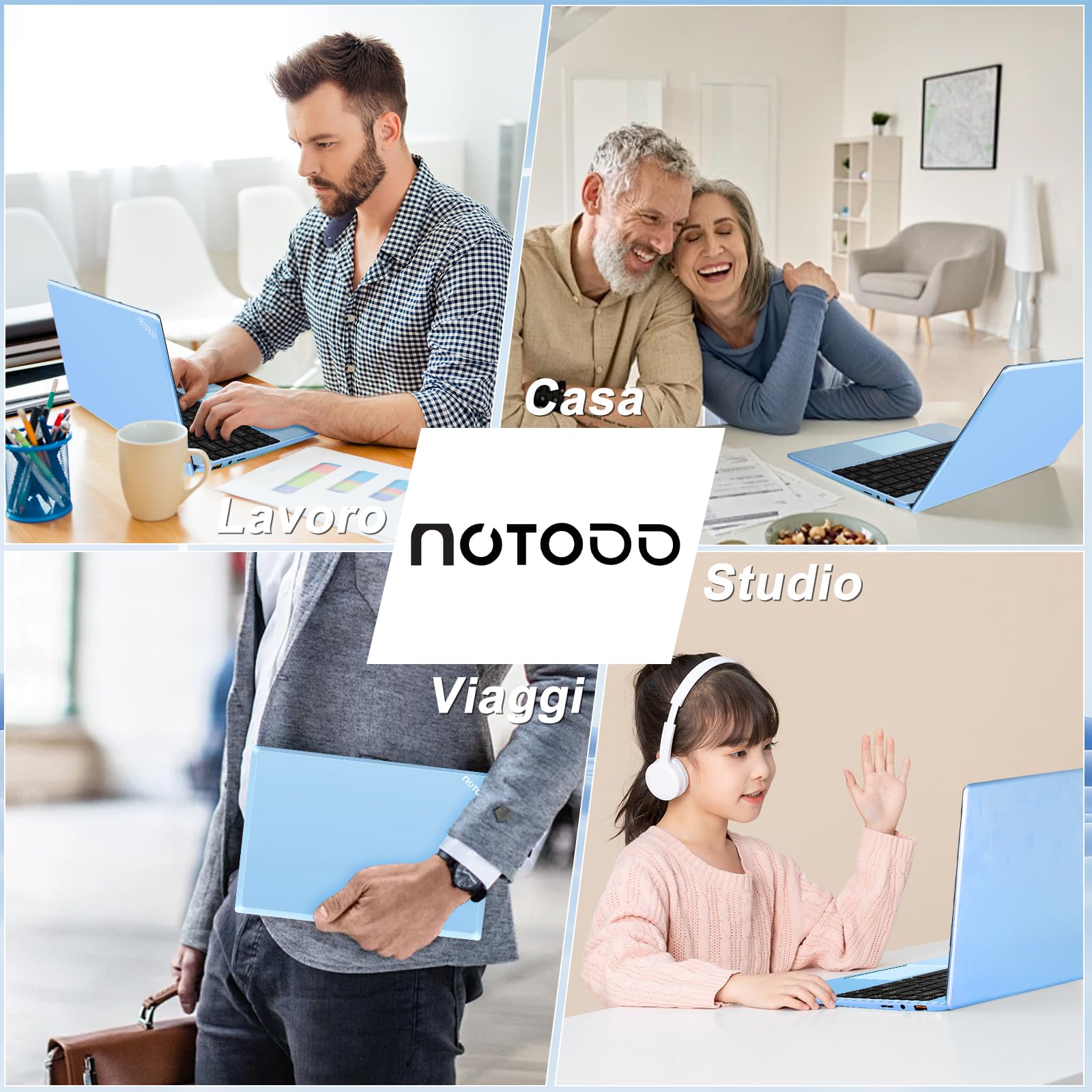 PC Portatile Win11 Computer Portatile Notebook 14 Pollici 256GB SSD Expansion 1TB 5000mAh, Laptop con 5G WiFi CPU N4020 (fino a 2.8 GHz) BT4.2 Mouse Wireless & Membrana per tastiera italiana -Blu