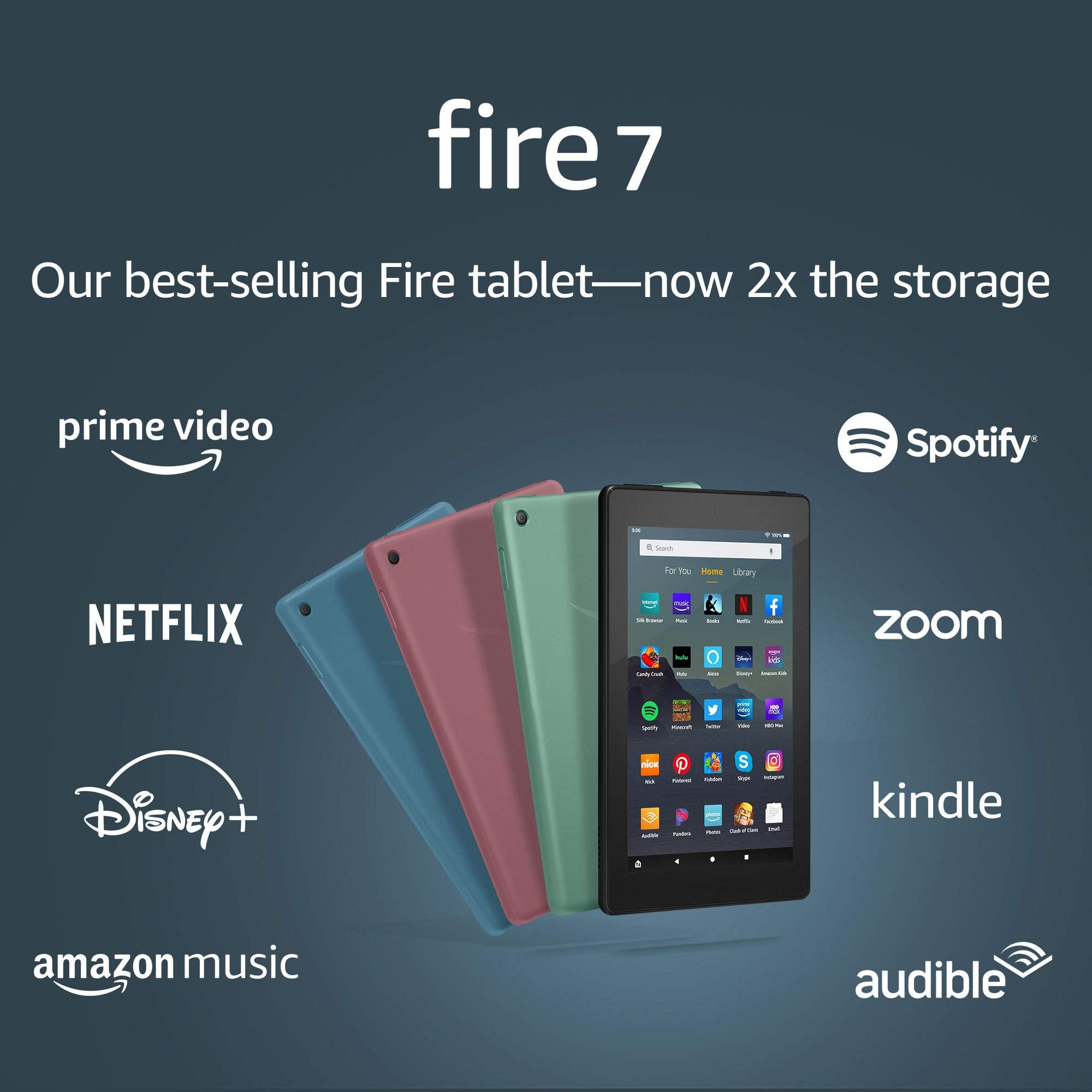 Fire 7 tablet, 7" display, 32 GB, (2019 release), Sage