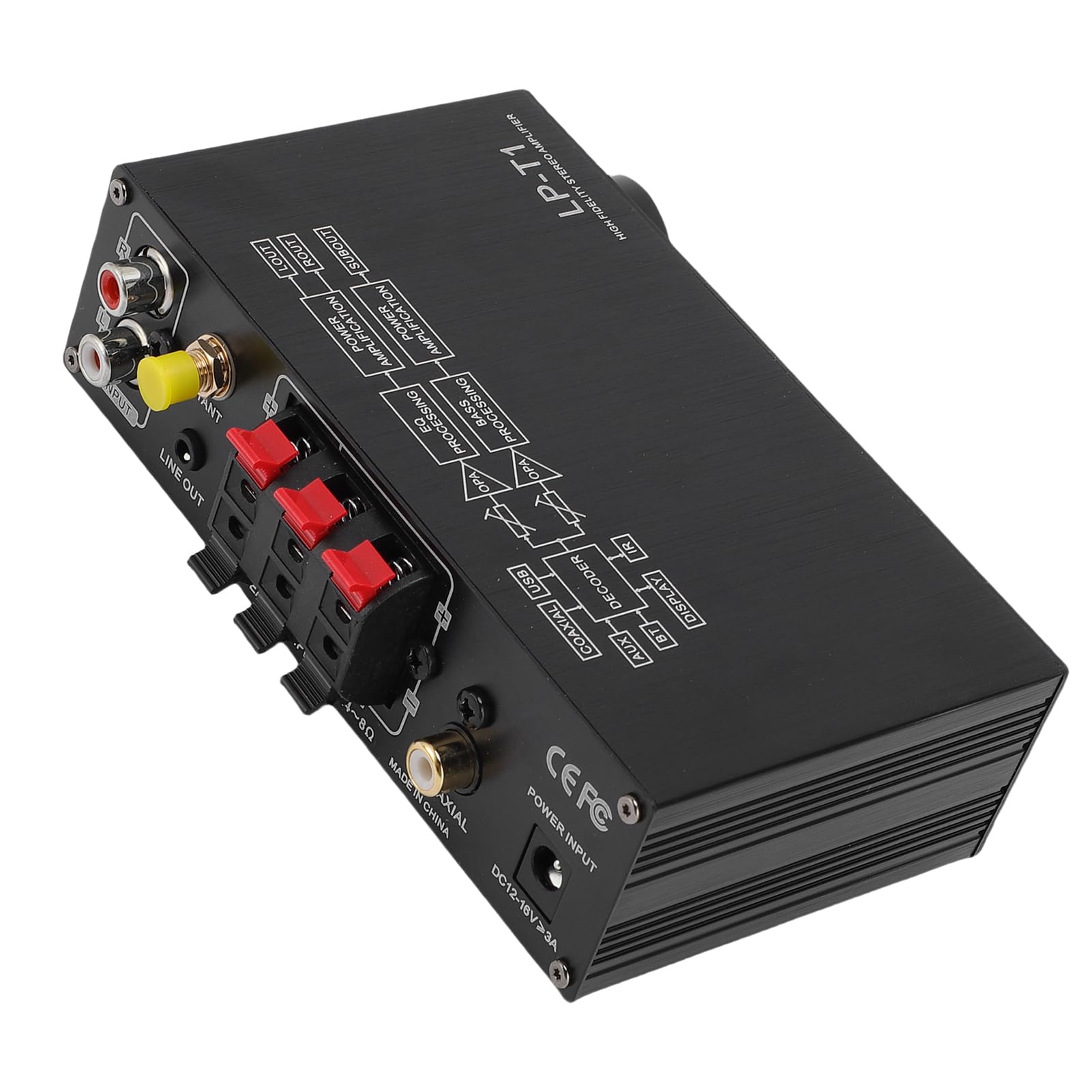 Topiky Amplificatori Stereo per la Casa, Amplificatore Ricevitore AV Stereo a 2.1 Canali con Uscita Subwoofer, Ricevitore Amplificatore Subwoofer Digitale (Spina europea)