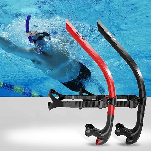 Miniatura 6 de COPOZZ Swim Snorkel for Lap Swimming Swimmers Training Snorkeling Diving, Center Mount Comfortable Silicone Mouthpiece One-Way Purge Valve