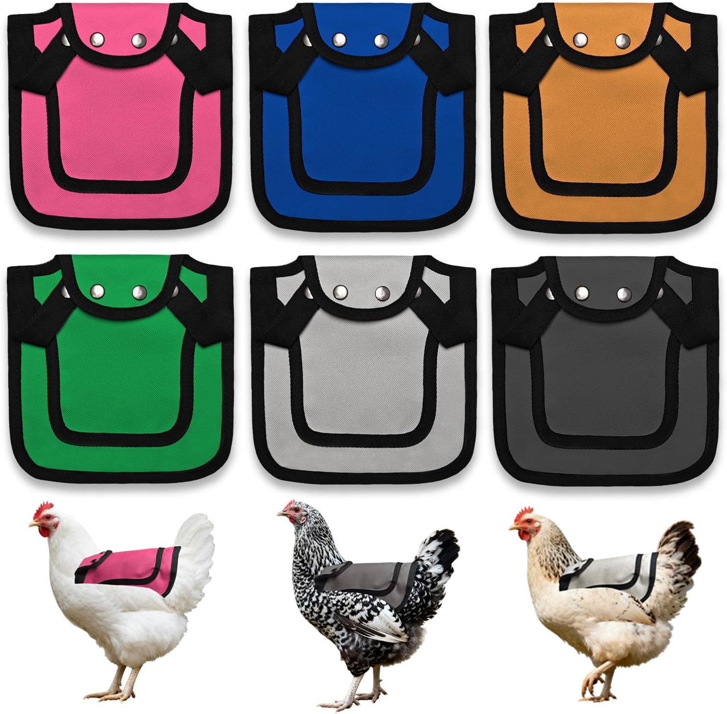 6 PCS Chicken Saddle for Hens, Chicken Aprons for Hens with Adjustable Strap, Hen Back Protector Saddles for Chickens Mating