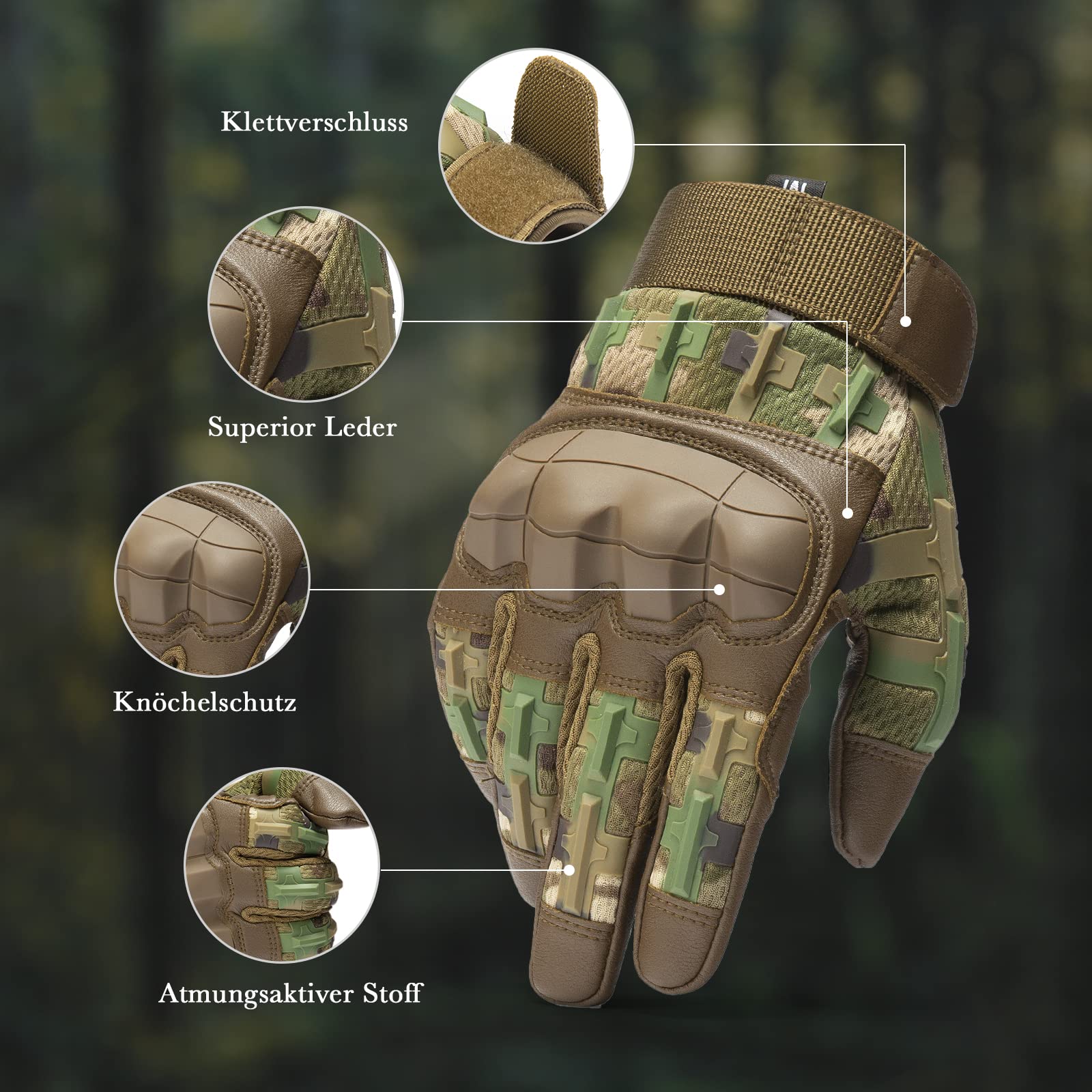 Guanti tattici da uomo, per touchscreen, per ciclismo, motociclismo, MTB, per sport all'aria aperta, ideali per softair, paintball, militar