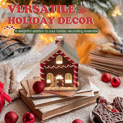 Miniatura 5 de SALKING Calentador de cera de Navidad para derretimiento, casa de jengibre, calentador eléctrico de cera para cera perfumada, decoración navideña,