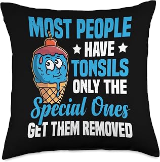Tonsillectomy Recovery Kids Ice Cream Tonsil Removal Throw Pillow