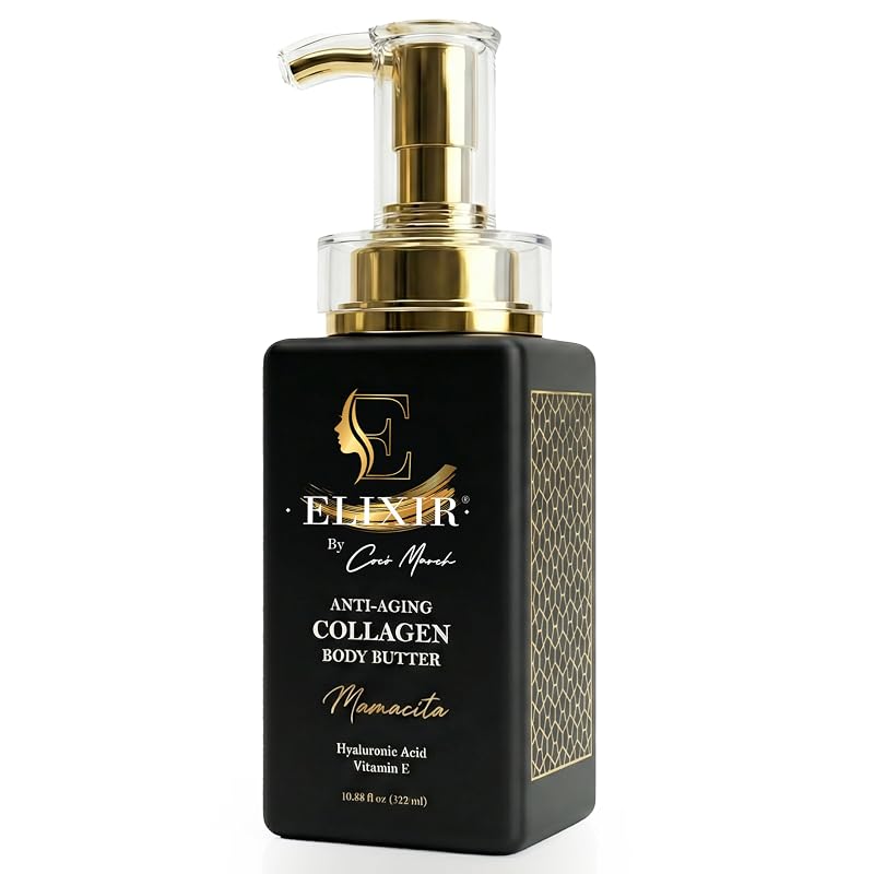 Elixir by Cocó March Manteiga Corporal para Mãos e Corpo com Manteigas de Karité, Cacau e Coco, Colágeno, Ácido Hialurônico e Vitamina E, fragrância Mamacita, 308 mL