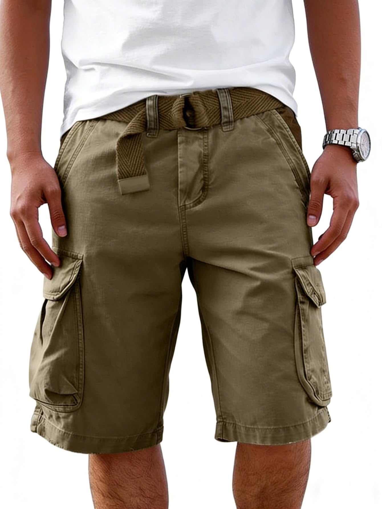 CLOAKA Kurze Hosen Herren Baumwolle Stretch Baggy Cargo Shorts Sommer Outdoor Casual Cargohose Herren Kurz mit Taschen - 5