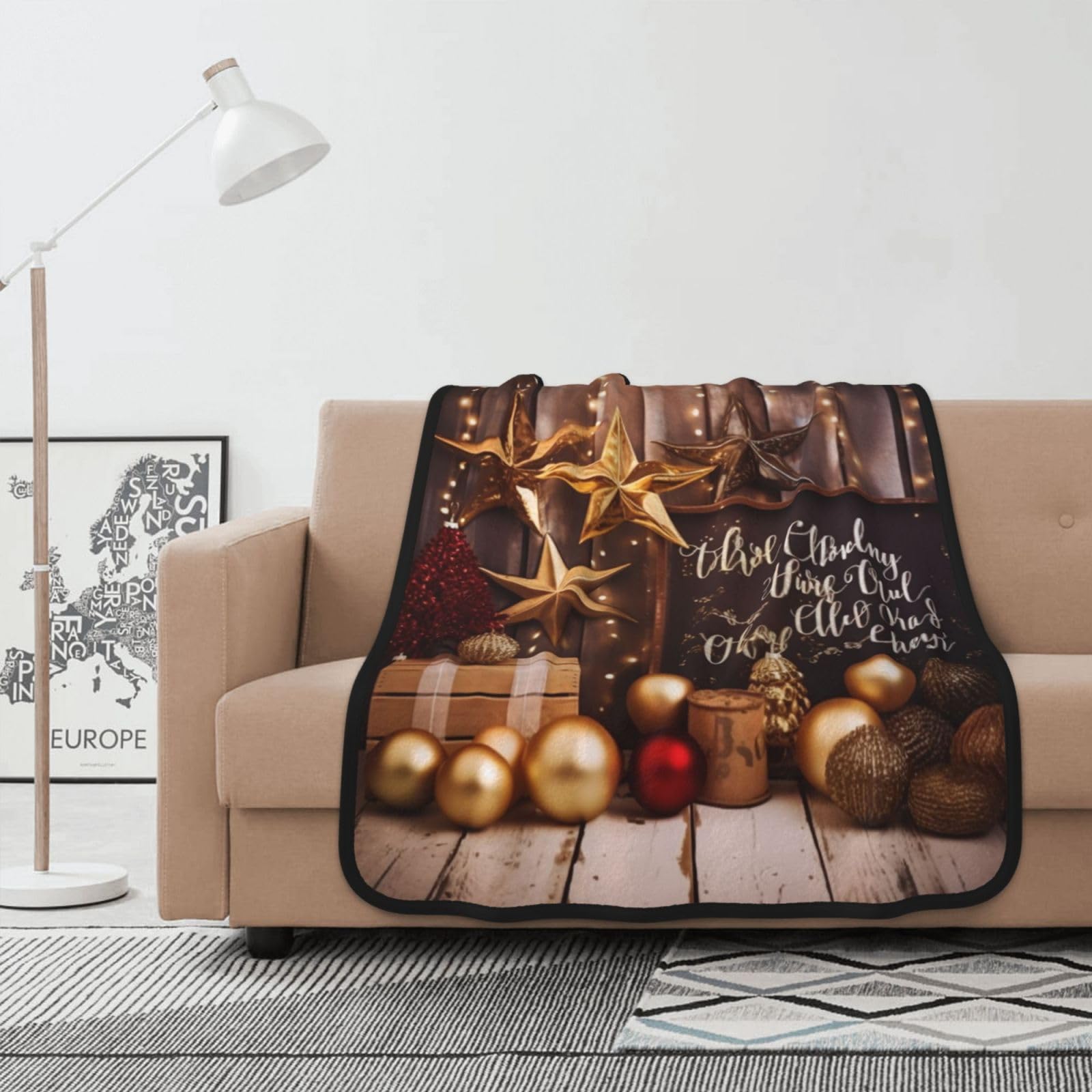Couverture polaire flanelle Merry Christmas jeté de lit haut de gamme double face