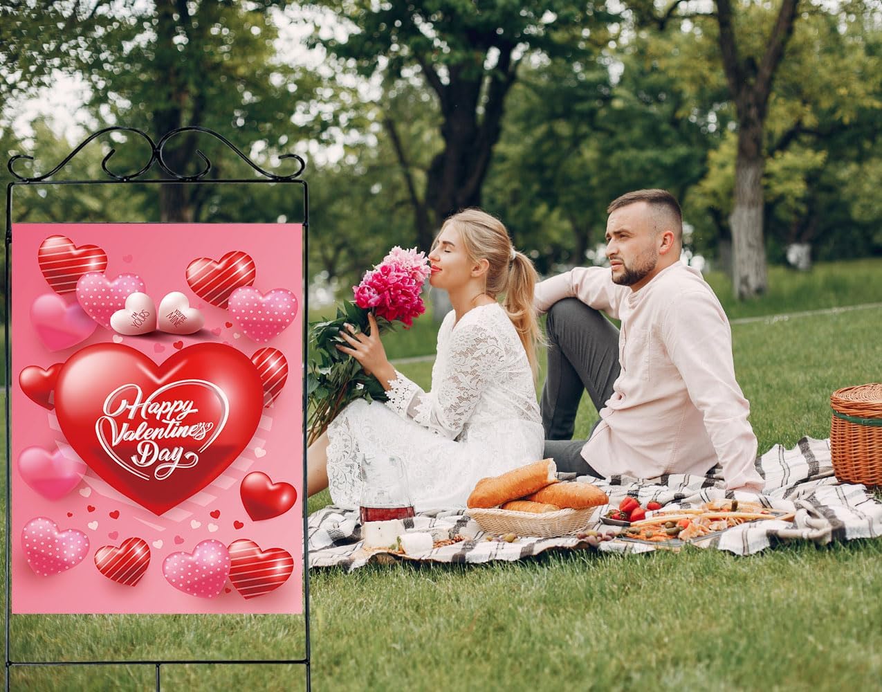 Valentine's Day Flag, 28x40 Inch Heart Garden Flag for Valentine's Day Decoration - Image 3